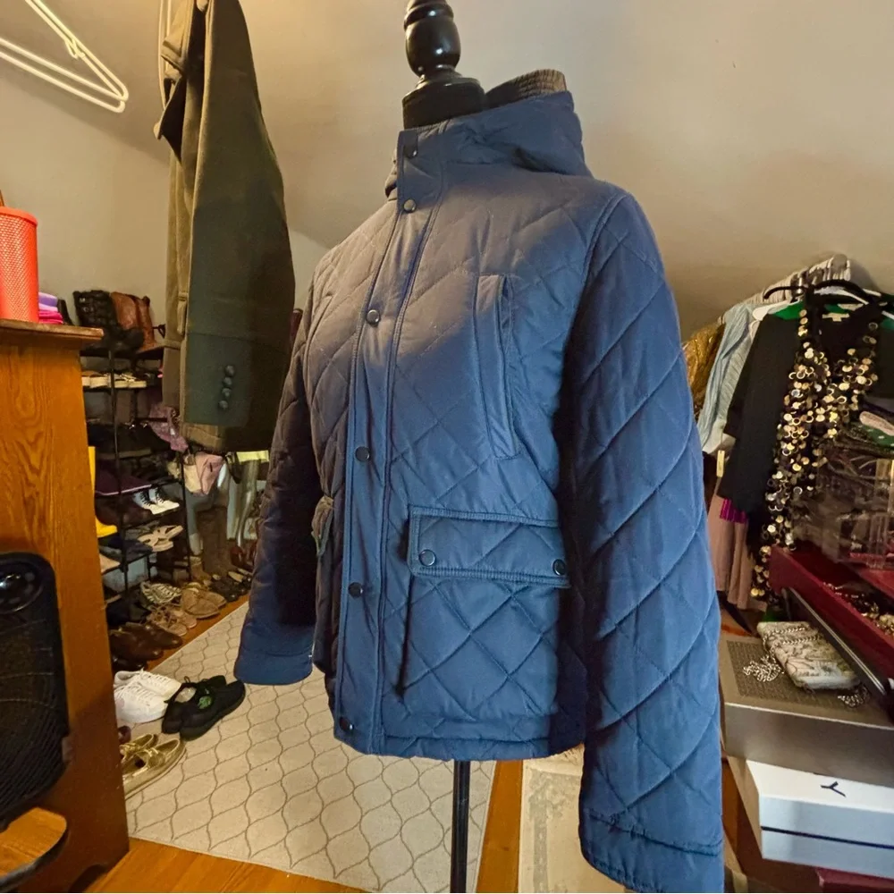Zara Boys Quilted Hooded Coat Navy Jacket Size 11/12